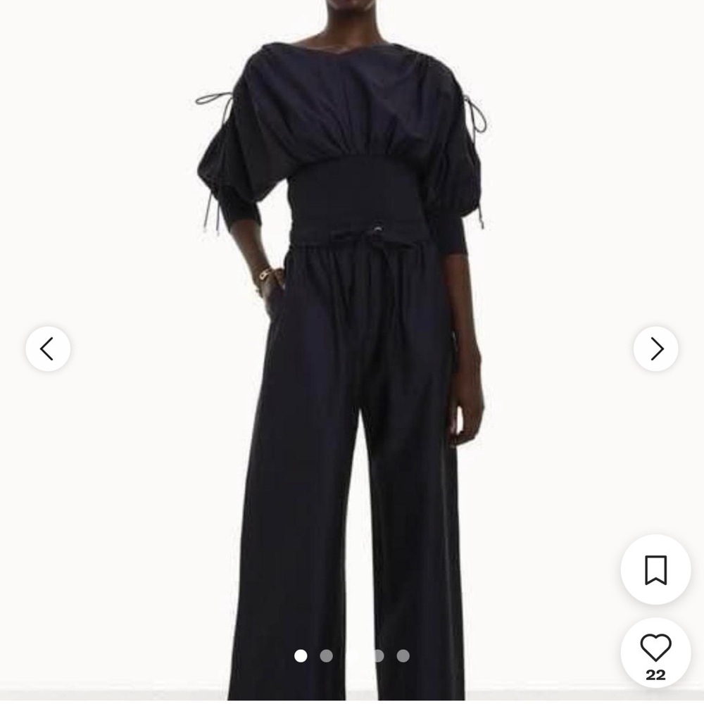 Zimmermann Rhythmic Navy Cinched Poplin Blouse Size 3